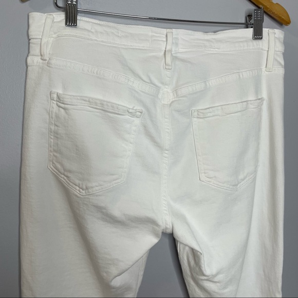 Frame  Le Beau Ripped Straight Leg Boyfriend Jeans In Blanc Drive Rips - Picture 6 of 9